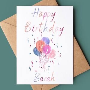 Tarjeta de feliz cumpleaños - Tarjeta de cumpleaños linda - Tarjeta de felicitación bonita - Tarjeta de cumpleaños para niños - Tarjeta de felicitación de cumpleaños para niños - Cumpleaños con globos