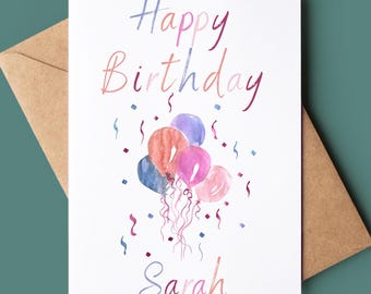 Carte de joyeux anniversaire - jolie carte d'anniversaire - jolie carte de voeux - carte d'anniversaire d'enfant - carte de voeux d'anniversaire d'enfants - anniversaire de ballon