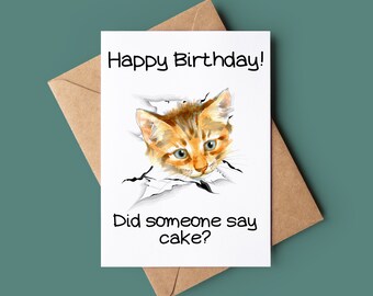 Joke Happy Birthday Card - Funny Cat Birthday Card - Cheeky Cat Greetings Card - Animal Lover Card - Card From The Cat - Cat Lover Card