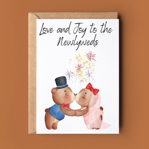 Carte de mariage pour couple ours mignon - carte de voeux ours - carte de mariage personnalisée - carte de félicitations pour amoureux des animaux - carte de mariage ours