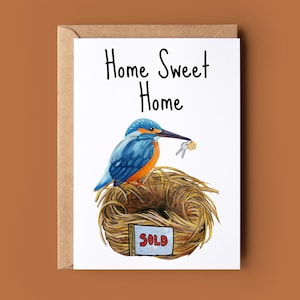 Carte de félicitations pour nouvelle maison – Carte d'oiseau drôle – Carte de vœux nid d'oiseau – Carte d'anniversaire personnalisée pour amoureux des animaux – Félicitations pour le déménagement