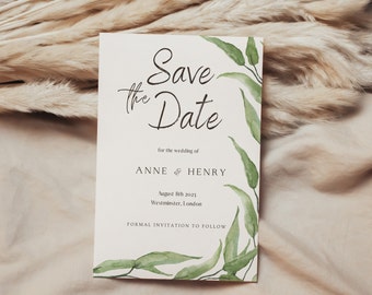 Save the Date Floral Modern Save the Date Simple Save the Date Save the Date Bohemian Invitation Green Save the Date Eucalyptus