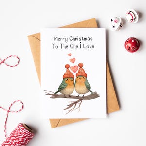 Joyeux Noël carte Robin - jolie carte de Noël - aquarelle carte de voeux - carte d'anniversaire de Robin - carte d'amant d'oiseau - carte pour lui et elle