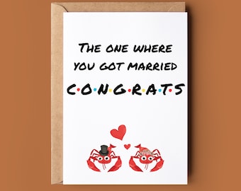 Cute Marriage Congratulations Card - Greetings Card For Friend - Tv Show Wedding Card - Wedding Card For Bride - Lobsters Congrats Card