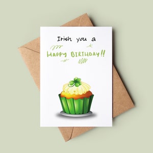 Irish You A Birthday Card – Süße Geburtstagskarte – Lustige Grußkarte – Witzige Wortspiel-Geburtstagskarte – Karte für Ihn – Karte für Sie
