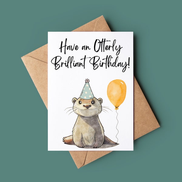 Otter Happy Birthday Card - Etsy