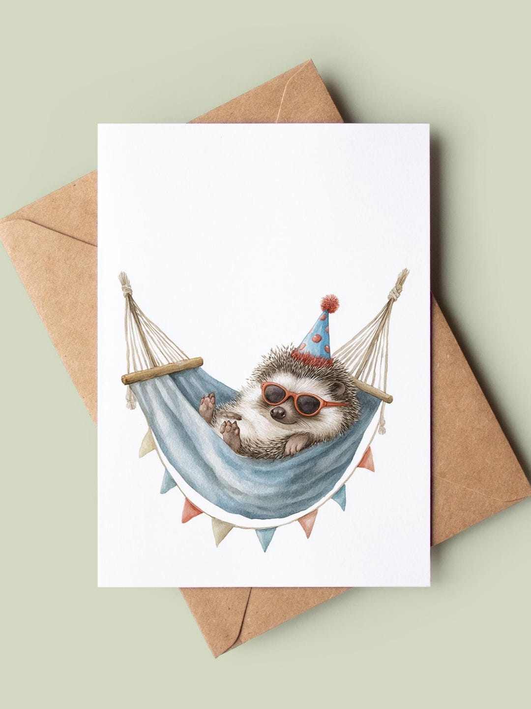 Watercolor Hedgehog Birthday Card: Relaxing Animal Design - Etsy
