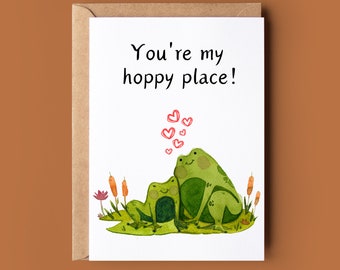 Happy Valentine's Day Card - Frog Pun Card - Romantic Valentines Card - Cute Frog Valentine Card - Card For Anniversary - Card For Her & Him