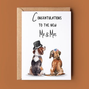 Leuke heer en mevrouw hond gefeliciteerd met uw huwelijkskaart - hond wenskaart - handgemaakte trouwkaart - dierenvriend kaart - hondenliefhebber kaart