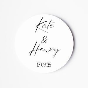 Hochzeitsaufkleber - Personalisierte Namensaufkleber für Braut und Bräutigam - Konfetti Etikett - Hochzeitsbevorzugungsaufkleber - Moderner Hochzeitsaufkleber