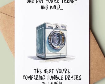 Grappige verjaardagskaart wasmachine - humoristische verjaardagskaart