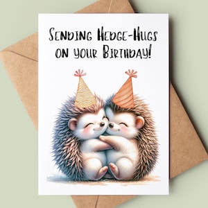 Carte de joyeux anniversaire hérisson - carte de jeu de mots hérisson drôle d'anniversaire - carte de voeux hérisson - jolie carte d'anniversaire - carte d'amant de hérisson