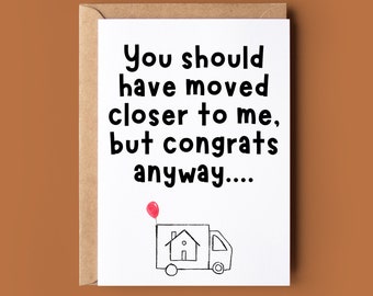 Carte de félicitations pour la nouvelle maison - Carte de déménagement amusante - Carte de voeux jolie maison en montgolfière - Carte de nouvelle maison grossière pour un ami