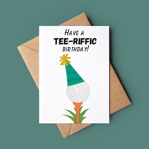 Happy Birthday Pun Card - Funny Golf Birthday Greetings Card - Tee-Riffic Birthday Card - Sport Lover Card - Card For Him - Card For Dad