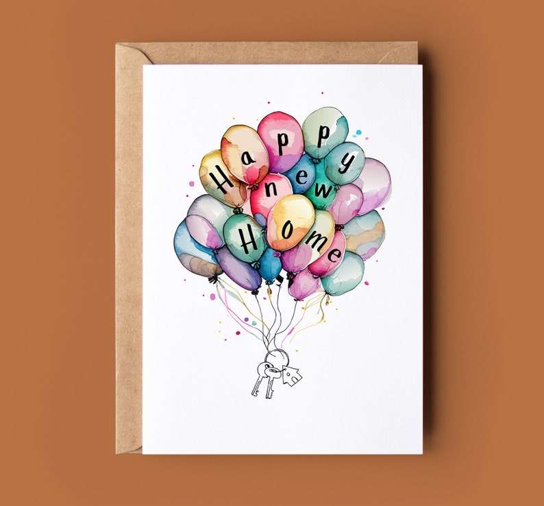 Congratulations New Home Card - Funny Moving House Card - Cute Balloon ...