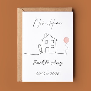 Carte de félicitations pour votre nouvelle maison - Carte de déménagement personnalisée avec nom - Carte de voeux pour une jolie maison - Carte de nouvelle maison personnalisée - Carte de déménagement