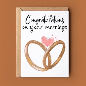 Trouwring met hart Gefeliciteerd met uw huwelijkskaart - Wenskaart Aangepaste trouwkaart - Gefeliciteerd met uw trouwdag