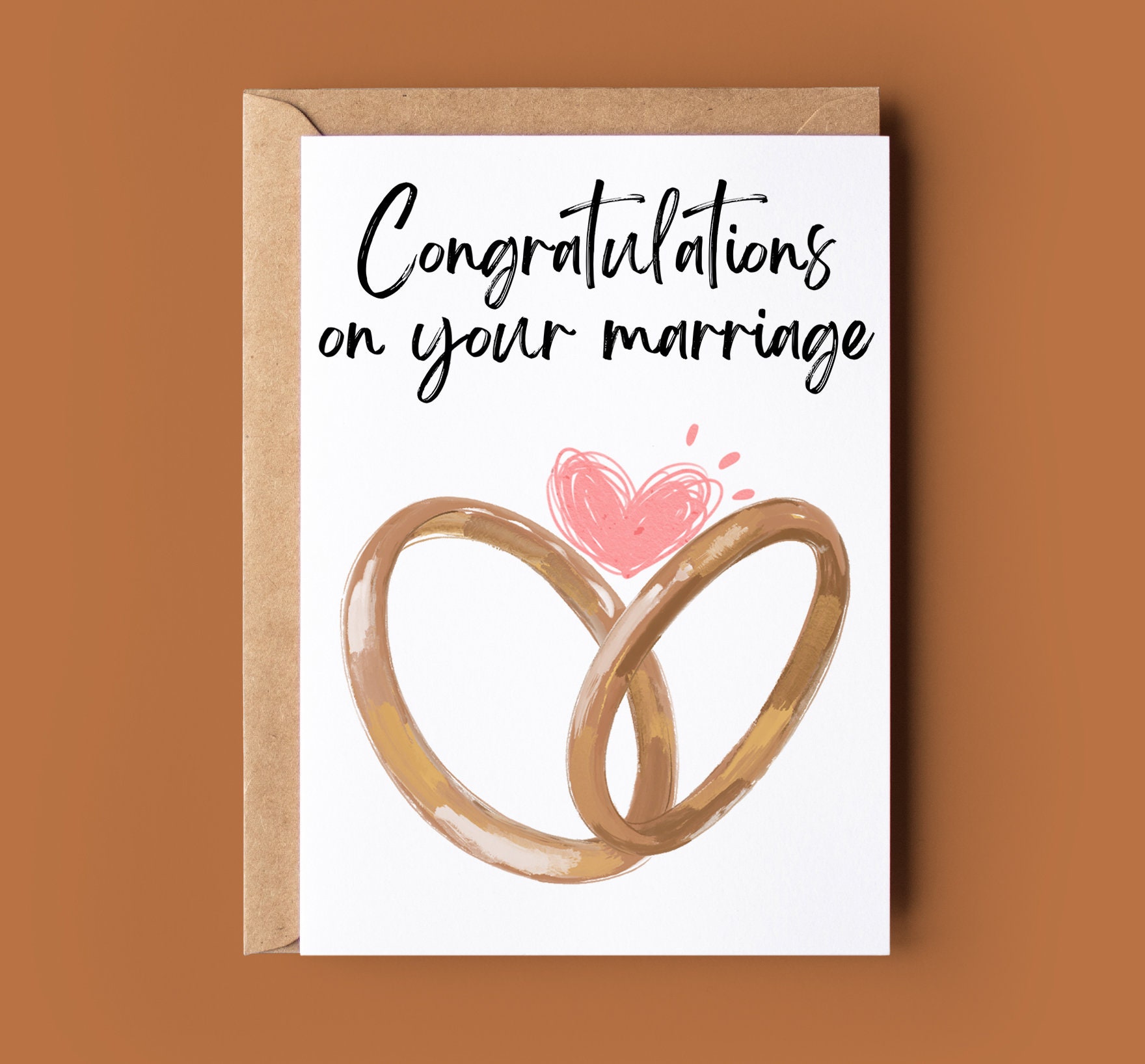 Wedding Ring With Heart Congratulations On Your Marriage Card - Greetings Card Customised Wedding Card - Congratulations On Your Wedding Day