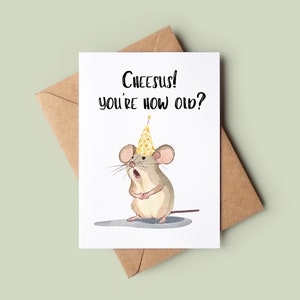 Tarjeta de cumpleaños feliz del ratón - tarjeta de cumpleaños de broma personalizada - tarjeta de felicitación hecha a mano del juego de palabras del ratón - tarjeta de cumpleaños divertida - tarjeta del amante del ratón