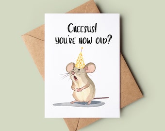 Tarjeta de cumpleaños feliz del ratón - tarjeta de cumpleaños de broma personalizada - tarjeta de felicitación hecha a mano del juego de palabras del ratón - tarjeta de cumpleaños divertida - tarjeta del amante del ratón