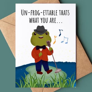 Carte de joyeux anniversaire grenouille Sinatra - carte d'anniversaire drôle de jeu de mots crapaud - carte de voeux grenouille calembour - amour animal Cardr - carte avec chant de grenouille
