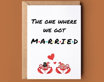 Cute Just Married Card - Greetings Card For Friend - Customised Tv Show Wedding Card - Wedding Card For Bride And Groom - Lobsters Card