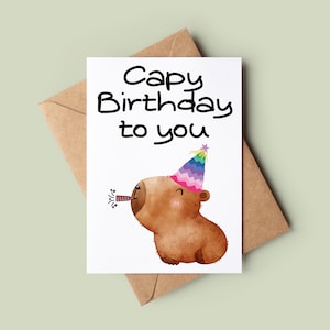 Capybara Happy Birthday Card - Personalised Funny Capybara Birthday Card - Capybara Pun Greetings Card - Bday Card For Animal Lover