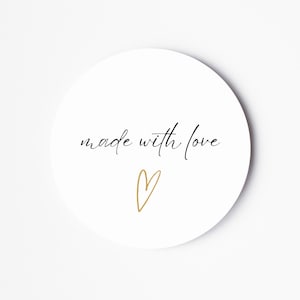 Made With Love Aufkleber - Kreis Aufkleber - Small Business Label - Verpackungsaufkleber - Small Business Aufkleber - Thank You Label - Handmade