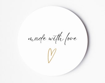 Made With Love Stickers - Circle Stickers - Small Business Label - Packaging Sticker - Small Business Sticker - Thank You Label - Handmade