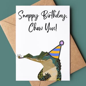Alligator Happy Birthday Card - Personalised Funny Snappy Birthday Card - Crocodile Pun Greetings Card - Birthday Card Animal Lover