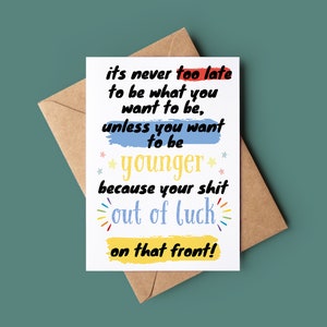 Onbeleefd Shit Out Of Luck verjaardagskaart - grappige gelukkige verjaardagskaart - grap groeten kaart - onbeleefd wenskaart - kleurrijke verjaardagskaart