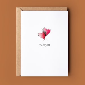 Cute Hearts Anniversary Card - Personalised Card For Him - Valentines Card - Happy Anniversary Watercolour Card -  Love Hearts Card For Her