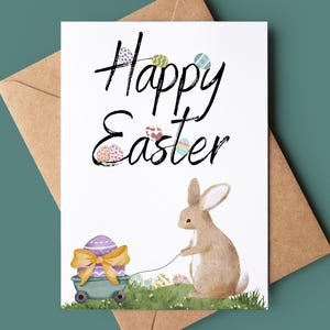 Cartão de feliz Páscoa - Cartão personalizado - Cartão de Páscoa - Cartão de felicitações - Cartão de Páscoa personalizado - Cartão de felicitações feito à mão - Cartão de coelhinho da Páscoa