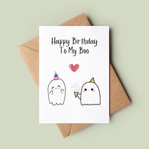Cartão de feliz aniversário com trocadilho fantasma engraçado - Cartão de aniversário de Halloween - Cartão de Halloween fantasma fofo - Cartão de aniversário assustador - Cartão de aniversário de véspera de Hallows