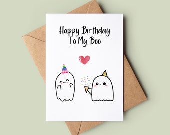 Funny Ghost Pun Happy Birthday Card - Halloween Birthday Card - Cute Ghost Halloween Card - Spooky Birthday Card - Hallows Eve Bday Card