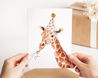 Giraffe Happy Birthday Card - Cute Birthday Card - Giraffe Greetings Card - Animal Lover Birthday Card - Card For Him - Card For Her