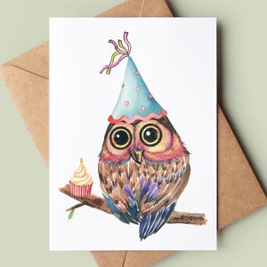 Tarjeta de feliz cumpleaños con forma de búho - Tarjeta de cumpleaños divertida - Tarjeta de felicitación con forma de búho - Tarjeta de cumpleaños personalizada - Tarjeta para amantes de los animales - Tarjeta para amantes de los búhos