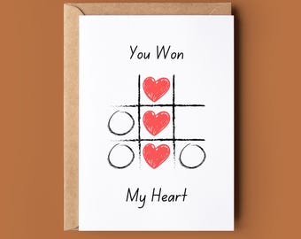Funny Anniversary Card - Cute You Won My Heart Greeting Card - Romantic Hubby Valentines Card - Joke Anniversary Card For Wife
