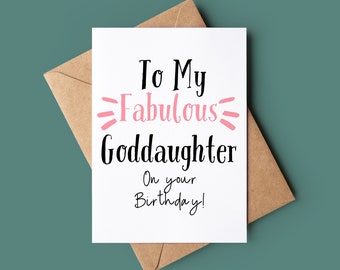 Special Goddaughter Birthday Card - Greetings Card For Goddaughter - Goddaughter Happy Birthday Card - Card For Goddaughter