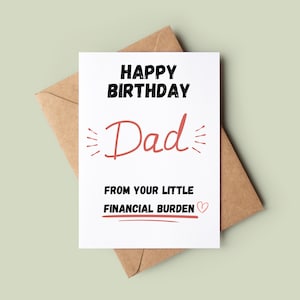 Feliz cumpleaños papá de tu pequeña tarjeta de carga financiera - Tarjeta de felicitación de papá - Tarjeta de cumpleaños para padre - Tarjeta de cumpleaños divertida para papá