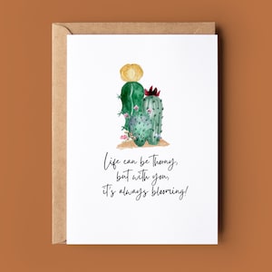 Biglietto di anniversario Cactus - Biglietto d'auguri Cactus personalizzato - Biglietto di San Valentino romantico personalizzato - Biglietto romantico Ti amo