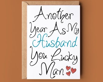 Funny Husband Anniversary Card - Personalised Husband Valentine Greeting Card - Romantic Hubby Valentines Card - Funny Anniversary Card