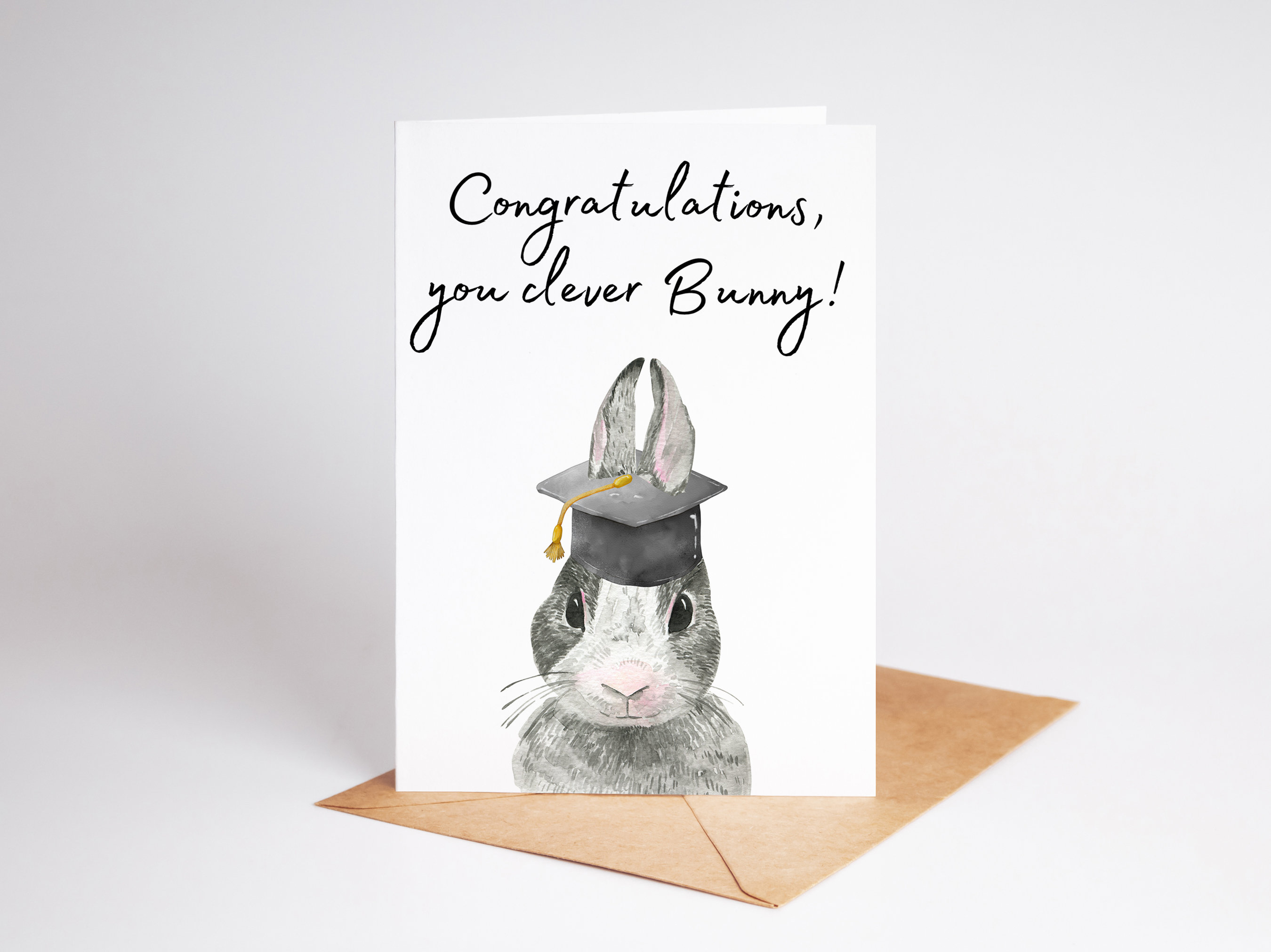 Clever Bunny Card - Congratulations Rabbit Card - Graduation