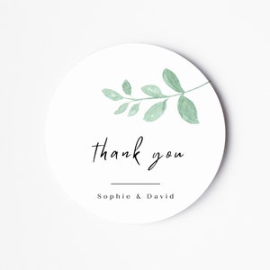 Hochzeitsetiketten-Aufkleber – personalisierter Hochzeits-Dankeschön-Aufkleber – elegantes Hochzeitsetikett – Hochzeits-Gastgeschenk-Aufkleber – Eukalyptus-Hochzeitsaufkleber