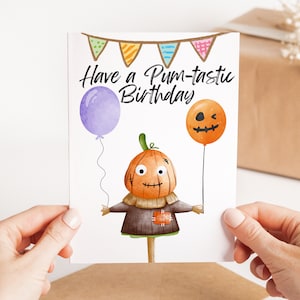 Cartão de aniversário com trocadilho de abóbora fofo - Cartão de aniversário de Halloween - Cartão de trocadilho engraçado de Halloween - Cartão de feliz aniversário assustador - Cartão de aniversário de véspera de Hallows