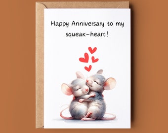 Carte de joyeux anniversaire - carte de jeu de mots souris - carte de Saint-Valentin romantique - jolie carte d'anniversaire - carte d'anniversaire - carte pour elle et lui