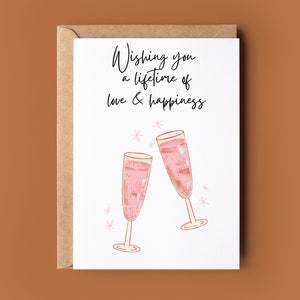 Carte de félicitations pour votre mariage - carte de voeux pour jeunes mariés - carte de félicitations pour le jour de votre mariage - un toast aux mariés