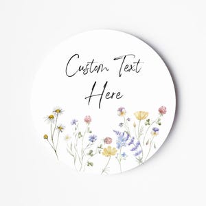 Stickers étiquette de mariage personnalisée - Stickers fleurs sauvages personnalisés - Sticker aquarelle florale - Sticker cadeau de mariage - Texte personnalisé