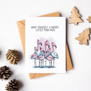 Flamingo Frohe Weihnachten Karte - Lustige Aquarell Grußkarte - Niedliche Flamingo Grußkarte - Flamingo Liebhaber Karte - Witz Weihnachtskarte