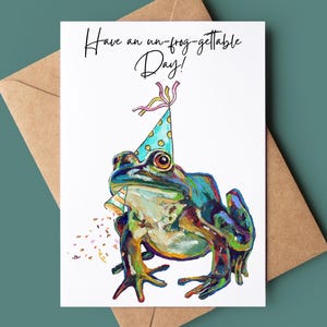 Carte de joyeux anniversaire grenouille - jeu de mots crapaud drôle - carte de voeux jeu de mots grenouille - carte d'anniversaire personnalisée amoureux des animaux - carte avec grenouille